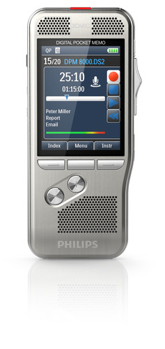 Philips 8200 Pocket Memo, professionelles digitales Diktiergert fr Dragon Medical und Legal 13 Spracherkennung. Mit Ladestation.